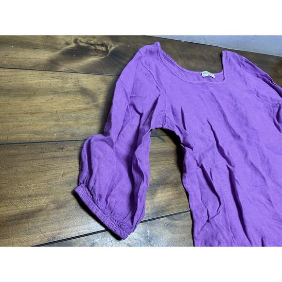 Terzo Millennio Size L Linen Tunic Top Italy Purple 3/4 Sleeve Made In Italy - Picture 4 of 8